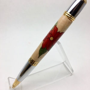 Poinsettia inlay pen
