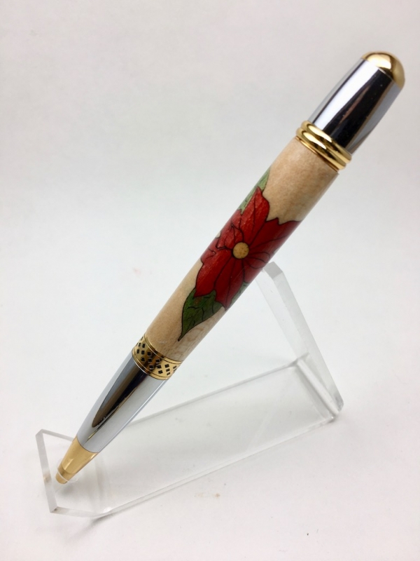 Poinsettia inlay pen