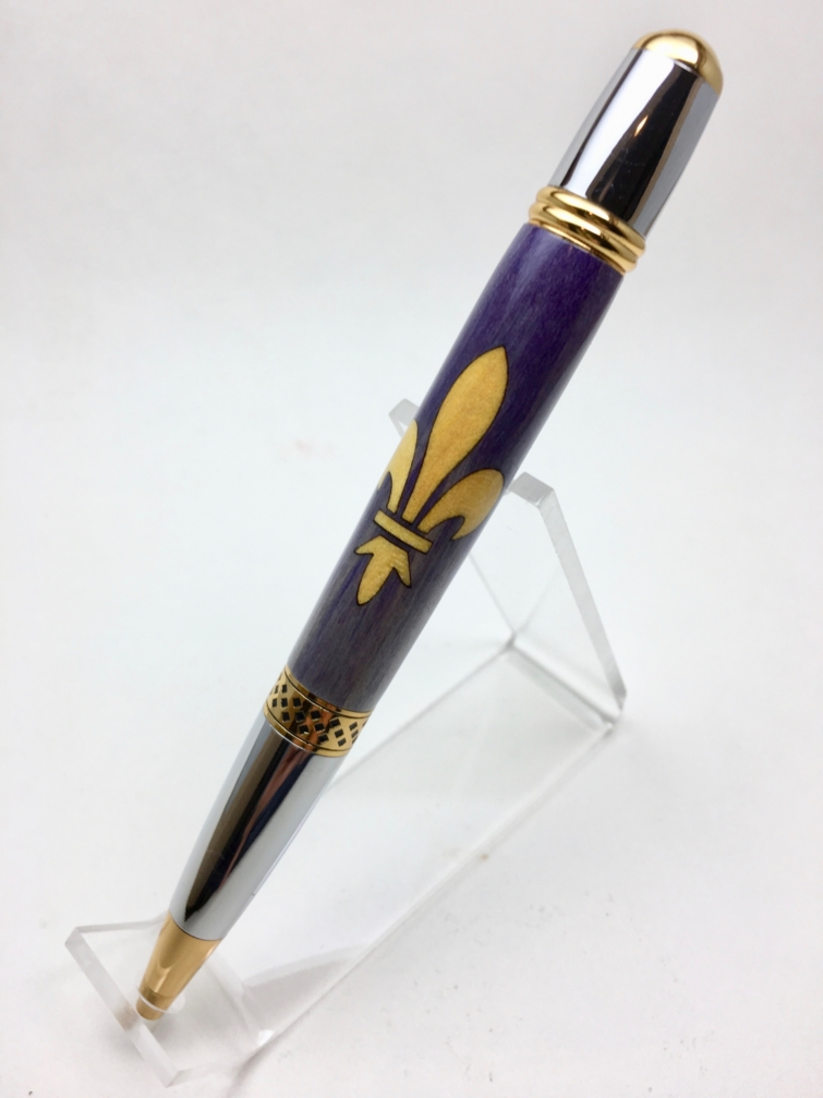 Lsu Fleur De Lis Inlay Pen Roby Write Handmade Handcrafted Pens Texas