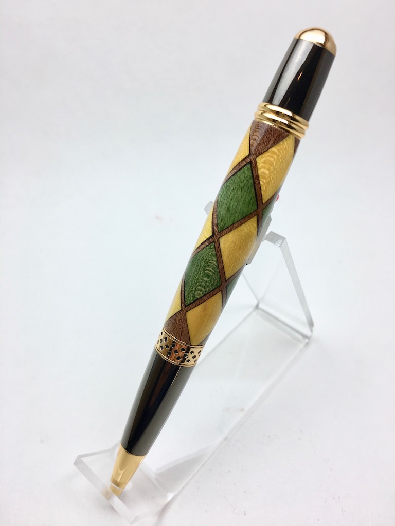 Harlequin Diamond Inlay Pen - Roby Write, Handmade, Handcrafted Pens Texas