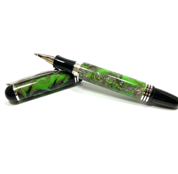 Green Churchill Damascus Rollerball Pen