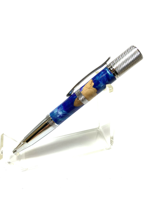 Maple Burl Blue Amalgam Pen