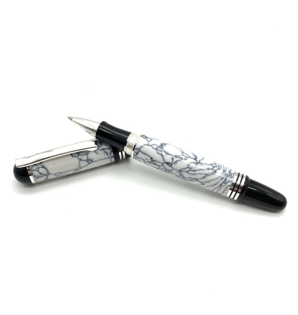 Churchill White Marble Rollerball Pen