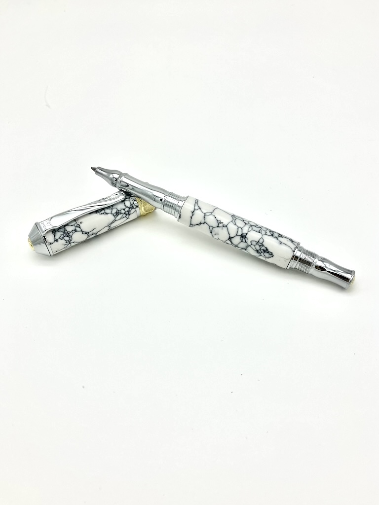 White Marble TruStone Rollerball Pen